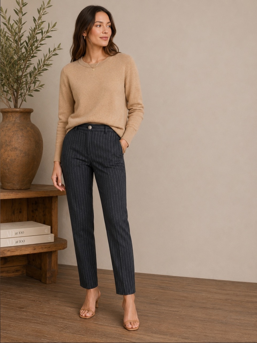 Halogen Cashmere Sweater in Camel